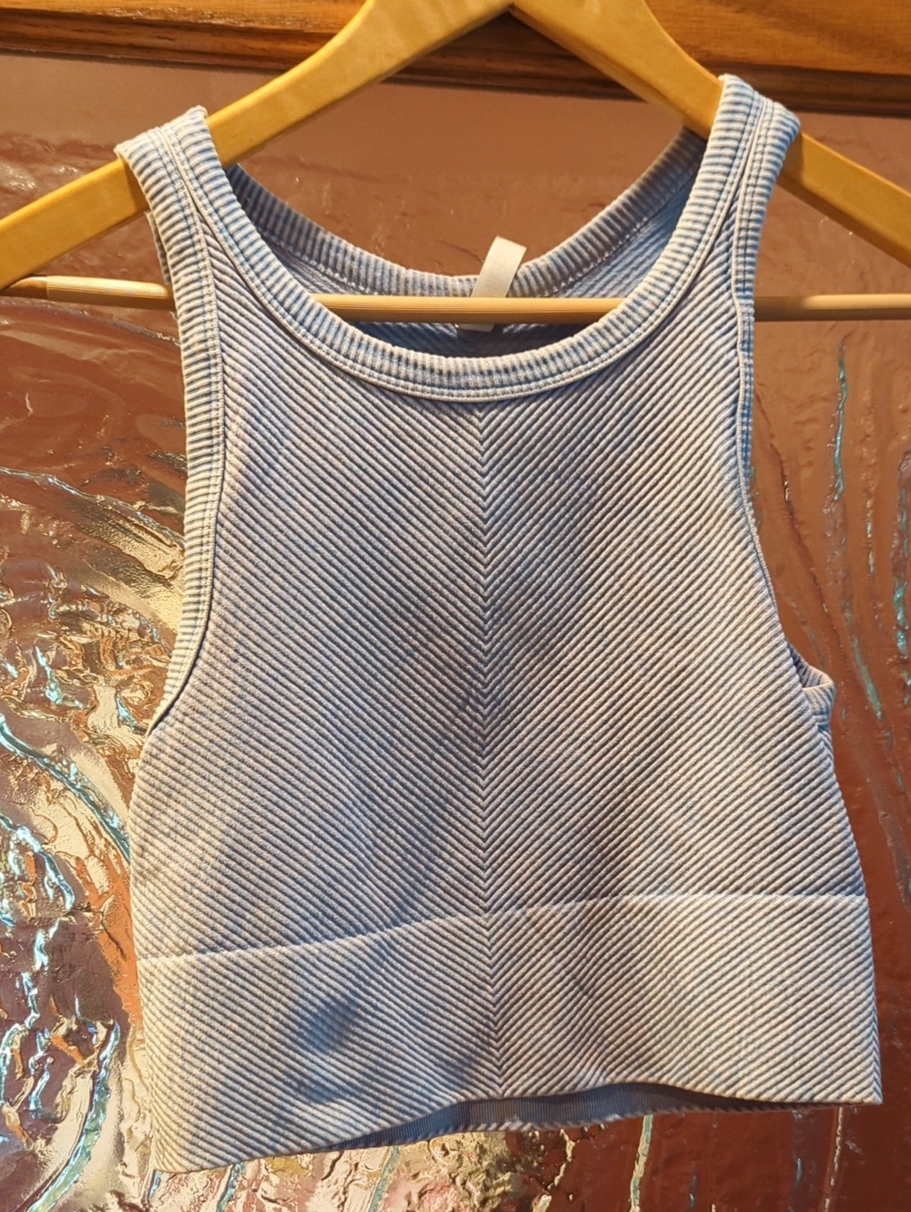 Nikibiki Light Blue Ribbed Crop Tank
